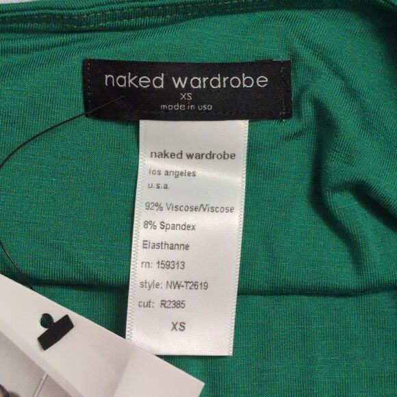 Naked Wardrobe Kelly Green Smooth Side Asymmetrical Crop Top NW-T2619 XS New - Picture 3 of 4